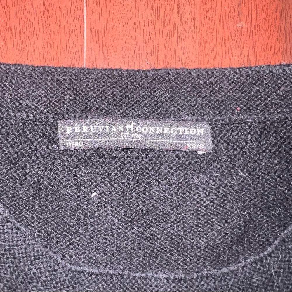 Peruvian Connection Black Knit Top Cotton\Alpaca Mix - Picture 2 of 4